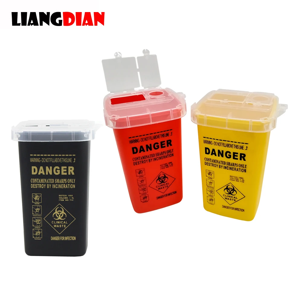 

1L Plastic Tattoo Medical Supplies Container Waste Box Buckets Collection Barrels For Disposable Tattoo Needle Tips Accessories