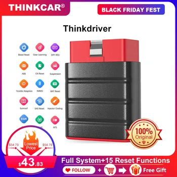 

THINKCAR Thinkdriver OBD2 Scanner Full System Car Diagnostic Tool Bluetooth Android OBDII Vehicle Scanner with 15 Reset Function