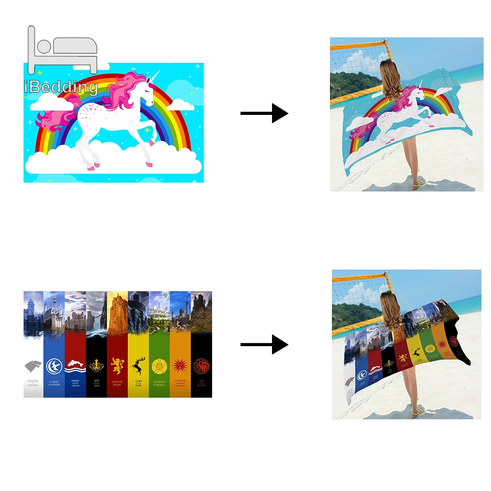 Bath Towel Customize Printed Summer Travel Beach Towels for Adult Yoga Mats Microfiber Bathroom