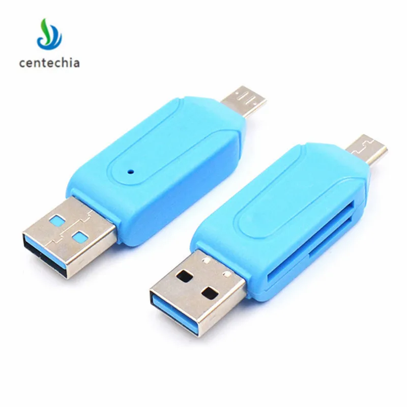 Случайный цвет 1 шт. 2 в 1 USB OTG адаптер Универсальный Micro USB устройство для чтения карт SD TF телефон удлинительные разъемы Micro USB OTG адаптер