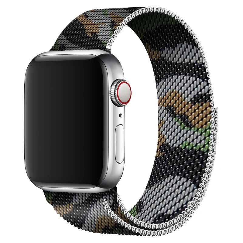 Миланская петля спортивный ремешок с камуфляжным черным для Iwatch серии 5/4 40 44 мм браслет 42 мм 38 мм для Apple Watch серии 3/2/1/4