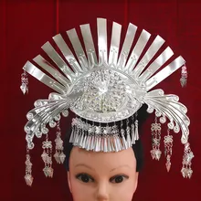 Miao серебра волос палочка, Шпилька для волос национальных меньшинств Китая танцор аксессуары для волос фестиваль для выступления повязка на голову, маскарадный костюм для Хэллоуина