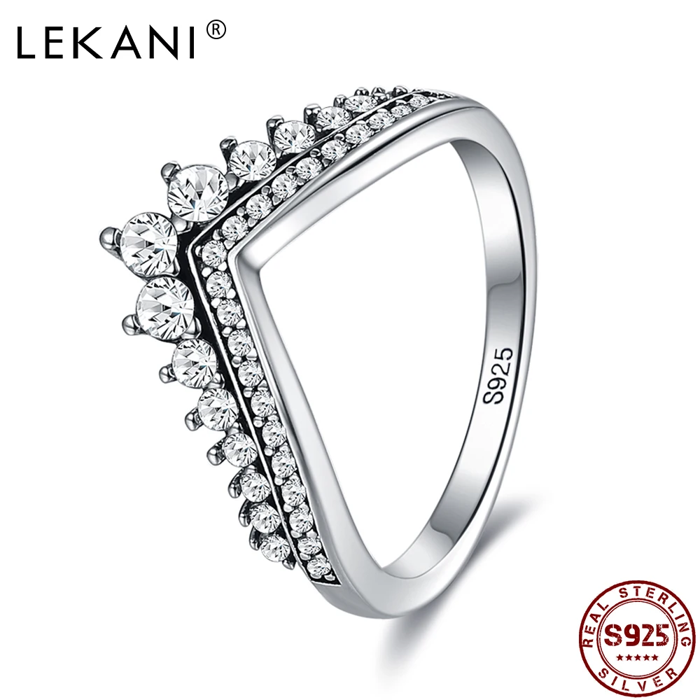 Silver Jewelry Crown-Ring Stackable Wedding-Anniversary Real-925-Sterling-5a Women Cubic-Zircon
