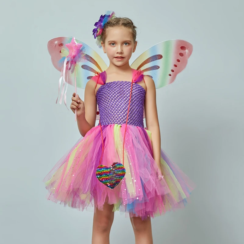 skirt for baby girl Girls Butterfly Fairy Fancy Tutu Dress Wings Costume Kids Princess Birthday Party Halloween Cosplay Kids Spring Tulle Dress skirt dress for baby girl