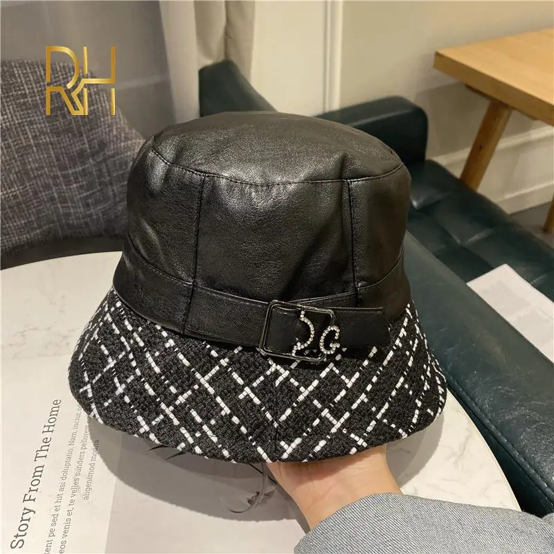 Plaid Embossed Bucket Hat Solid Color Trendy Casual Basin Hat Unisex Couple  Fisherman For Women Men - Jewelry & Accessories - Temu France