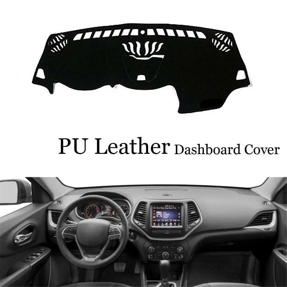 Fit For Jeep Cherokee Dashboard Console Cover PU Leather Protector Sunshield Pad