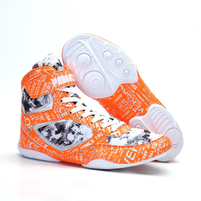 Men Women Boxing Shoes Hook & Loop Big Boy Wrestling Shoes Brand Designer Man Boxing Boot High Top Shoe Mens