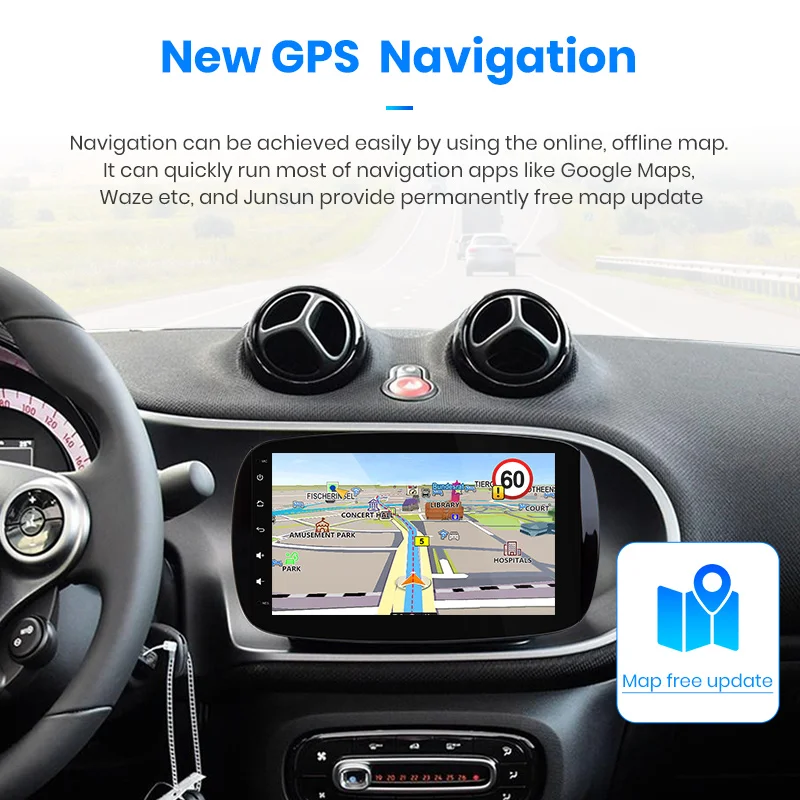 Junsun Carplay 4G+ 64G Coche 2 Din Android 9,0 автомобильное радио для Benz Smart Fortwo радио wifi BT автомагнитола gps