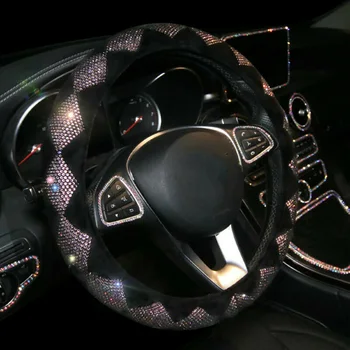 

Accessories Steering Wheel Cover Parts 15" Universal Colorful Shiny Crystal Rhinestone
