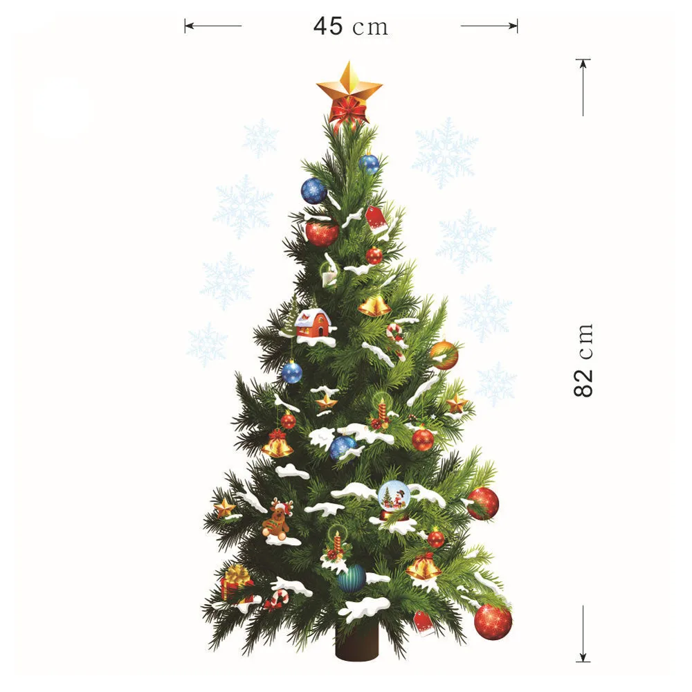 Новогоднее стекло ПВХ Наклейка на стену Рождественская елка DIY Снежинка наклейка для дома Рождественское украшение товары для дома# T2