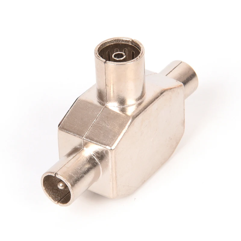 TV Splitter 2 Way TV Aerial Coaxial Splitter Coax Metal Signal T Adapter Combiner 2 Male To 1 Female Adapter For TV/T Adapters Coaxial