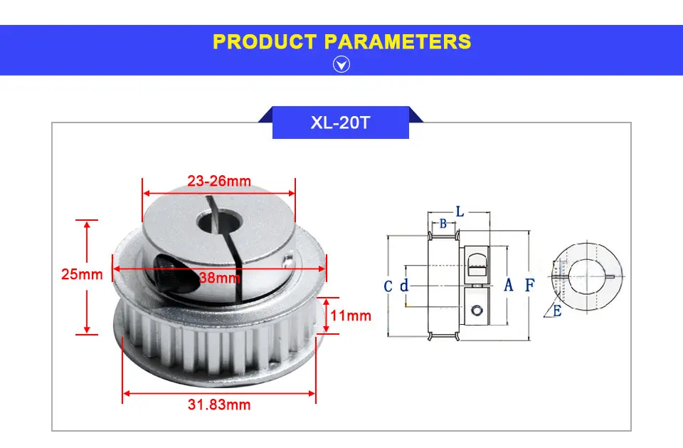 LUPULLEY XL20 зажим зубчатый шкив для ремня Ширина 11 мм Диаметр Dia.5/6/8/10/12/12,7 зажима синхронное колесо Шестерни зубчатый шкив