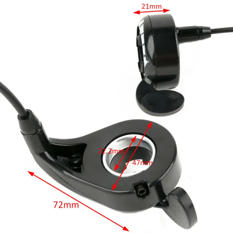 Black E-Bike Electric Bike Scooter Thumb Throttle Speed Control 3 Wire for most electric scooters with 7/8" handlebars
