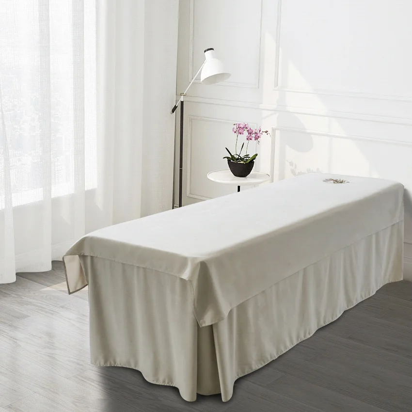 Corduroy Solid Bed Sheet for Beauty Salon, Massage Table Cover, SPA Table Cover, With/No Hole, King, Queen Size, 1Pc 6