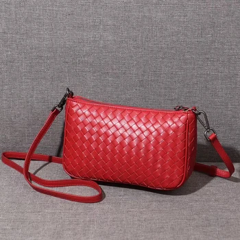 

Women's Shoulder Bag 100% Genuine Leather Sheepskin Woven Bag Fashion Shell Bag High Quality Handbag Luxury Brand 2020 New Style