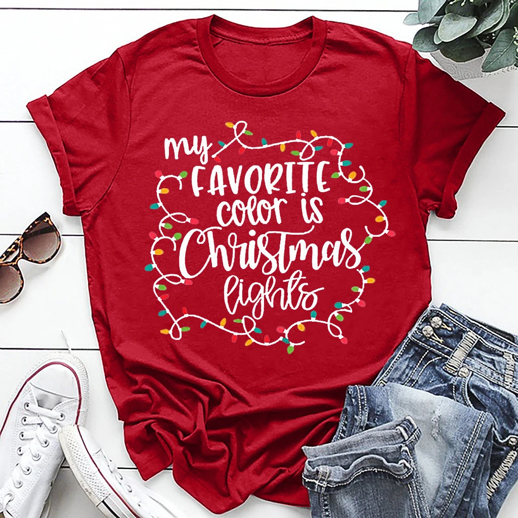 CHAMSGEND Fashion Women Blouses Autumn 2019 Christmas Blouse Letter Printed Short Sleeves Shirt Tops 1003