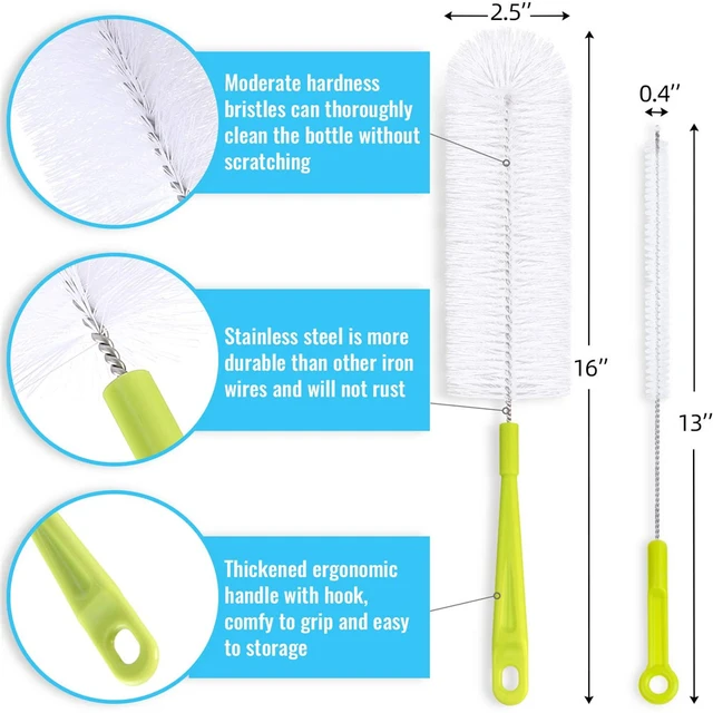 Long Handle Cleaning Brush Sets For Narrow-mouth Baby Bottle Pipe Bong  Washing Sports Water Bottle Glass Tube Cleaner Tools - AliExpress