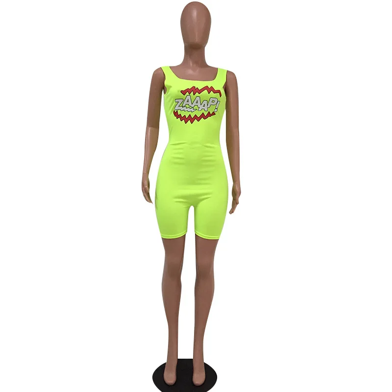 Yooneedi Summer Design Casual Women Playsuits 4 Color Style O-neck Sleeveless Ladies Rompers MZ-8213