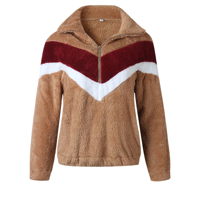 zipper faux fur hoodies women27