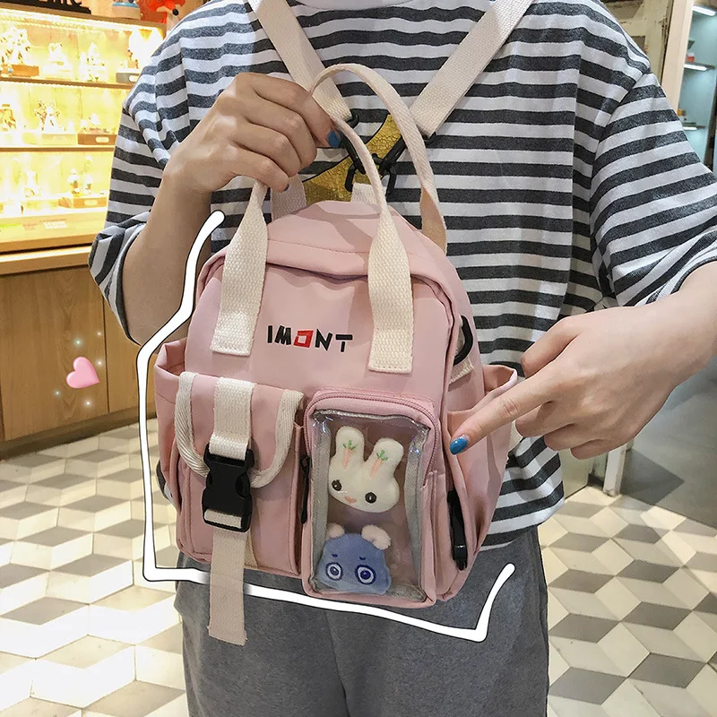 Korean Style Small Canvas Girl Mini Backpack For Women Waterproof Fashion Travel Backpack School Bag Tote For Tennage Shoulder