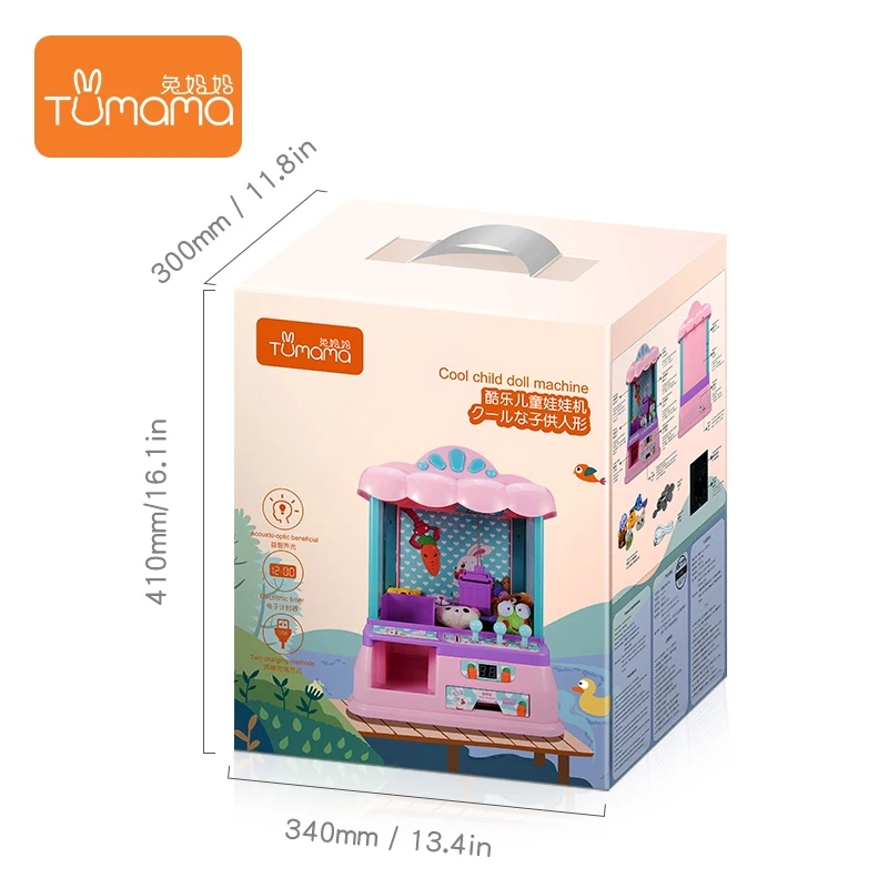 DIY Catch Doll Machine Manual Dual Mode Mini Claw Machine, Intelligent System with Music and Lighting, Children Toys For Gift