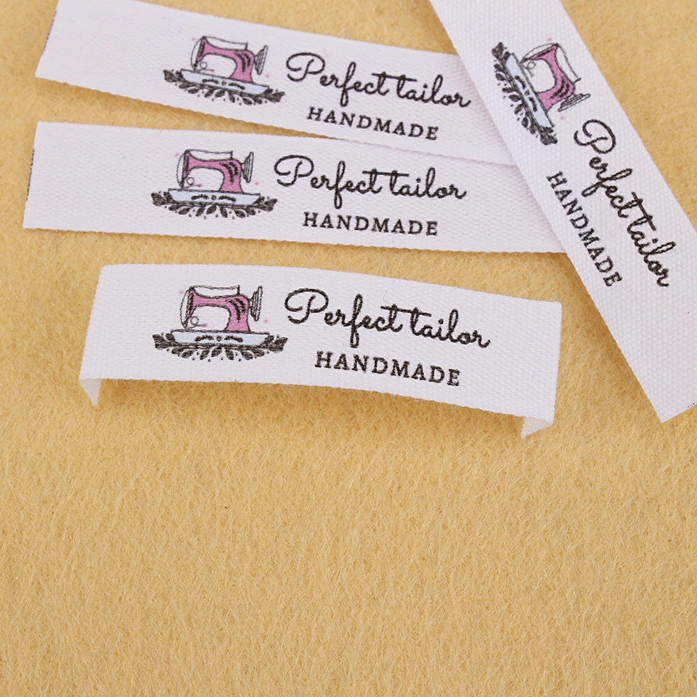 Sewing Labels 500 pieces，Personalized Brand Custom Logo Cotton Tags Business Name machine 12mm x 60mm (MD5102) | Дом и сад