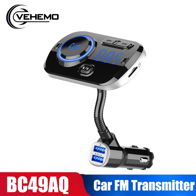 Vehemo Bluetooth 5,0 QC 3,0 Универсальный fm-передатчик, автомобильный комплект, автомобильное зарядное устройство, Радио адаптер, u-диск, TF карта, MP3 плеер