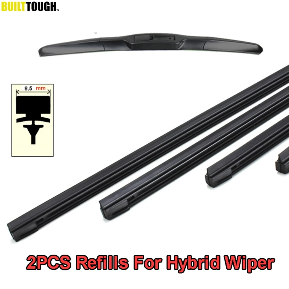 2Pcs 14" 16" 18" 20" 22" 24" 26" Auto Hybrid 3 Section Windscreen Wiper Rubber Refills For Front