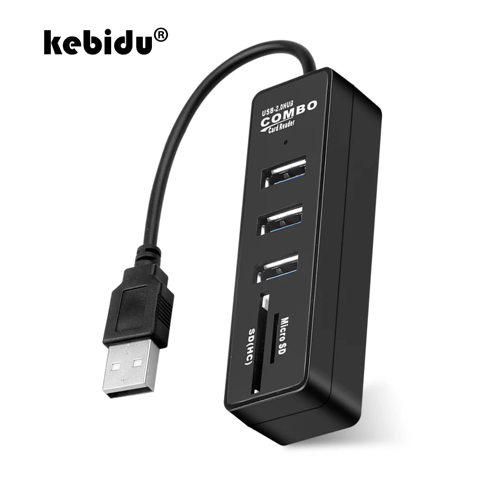 Kebidu USB комбинированный концентратор Мульти 2 0 3 порта разветвитель + Кардридер Все