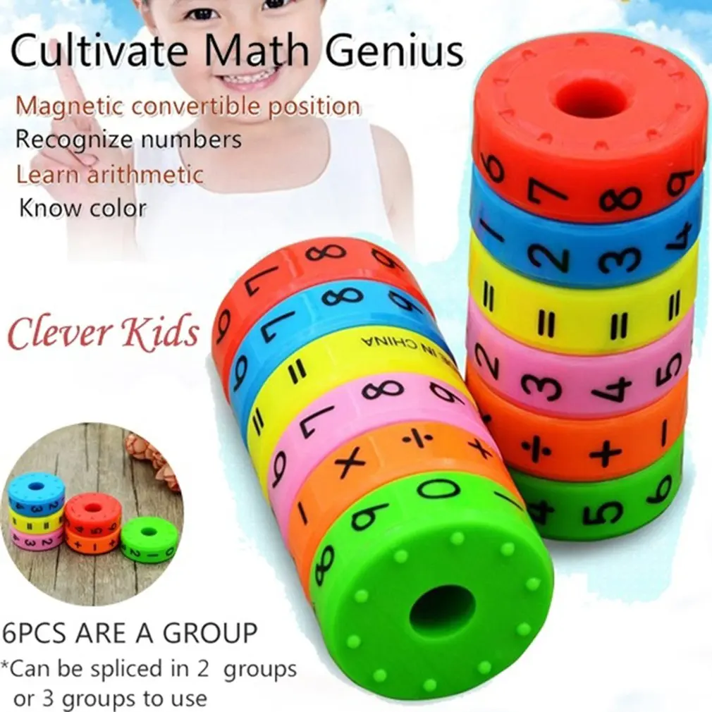 6 Pieces Magnetic Montessori Kids Preschool Educational Plastic Toys For Children Math Numbers DIY Assembling Puzzles Boys Girls