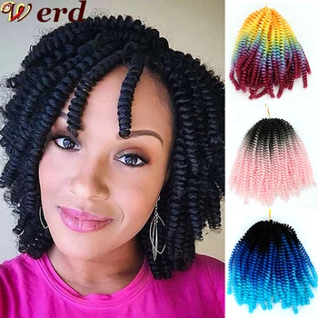 

WERD Ombre Spring Twist Hair 8 Inch Fluffy Crochet Braids Synthetic Hair Extensions Braids Kinky Curly Twists