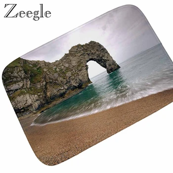 

Zeegle 3D Beach Printed Doormat Non-slip Kitchen Floor Mat Flannel Home Decoration Non-slip Floor Mat Hallway Rug