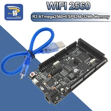 Mega2560 + WiFi R3 CH340G USB TTL ATmega2560 + ESP8266 32Mb de memória. Compatível para arduino mega nodemcu para wemos esp8266