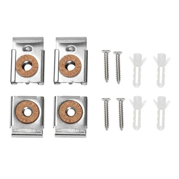 

8pcs Square Mirror Clips Unframed Adjustable Mirror Cabinet Bracket Spring Loaded Glass Clamps Hanging Holder Clip Bathroom