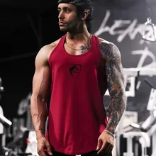 Жилет для фитнеса в европейском и американском стиле, мужской летний тренировочный жилет в форме буквы I, мужской жилет без рукавов из чистого хлопка