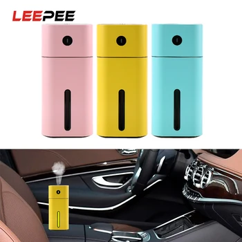 

LEEPEE Car Air Purifier Aroma Essential Oil Diffuser LED Night Light USB Mini Ultrasonic Square Humidifier Mute for Office Car