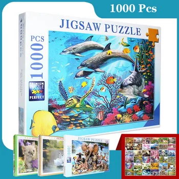 

Puzzle 1000 Pieces Educational Toys Animal Series Elk Elephant Peacock Whale Rompecabezas Puzzles For Kids Adults