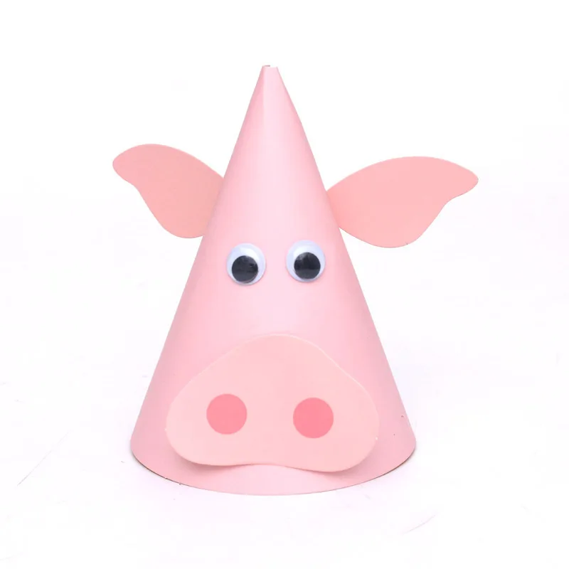 Party Hat Farm Animals Paper Hat DIY Birthday Party Decorations Kids Children Props for Outdoor Activities Rabbit Sheep Chick Conical Cap