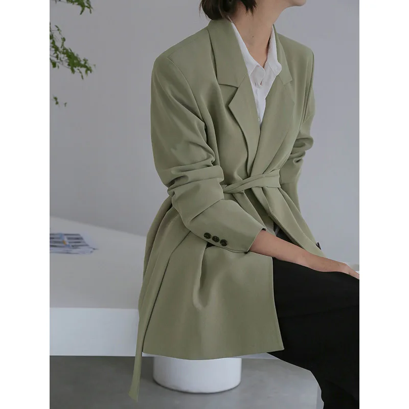 

Mulan 2019 Autumn New Style Online Celebrity CHIC-Style French Classic Double Breasted Suit Jacket with Belt 6337