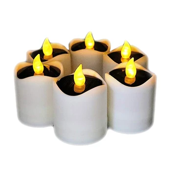 

6Pcs Waterproof Solar Power Flickering Led Flameless Candle Tealights Smoke-Free for Christmas Party Decoration Outdoor (Yellow