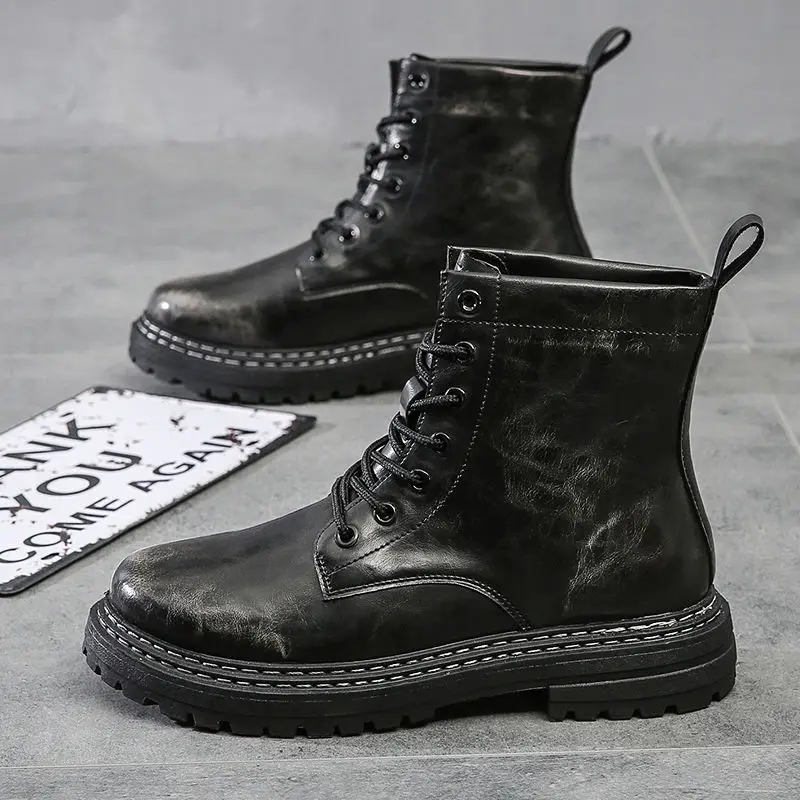 

Nice New Winter Platform High Boots Men's All-match Boots Worker Boot Leather Boots Super Fire Boots Military Boots Men