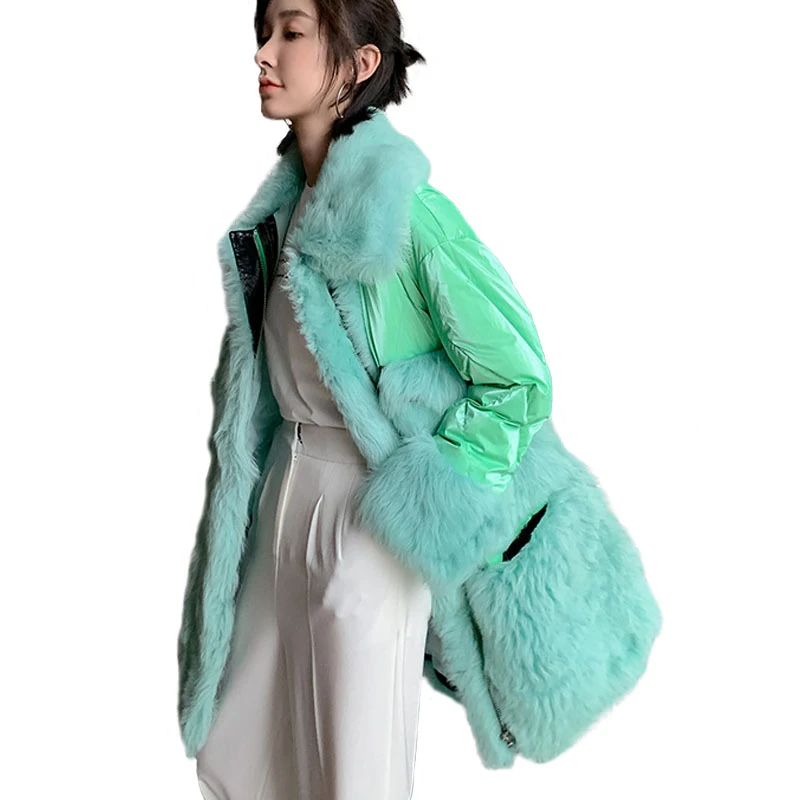 Winter Women Down Long Parkas Cotton Jackets Zipper Thicken Female Long Warm Fur Coat Clothing