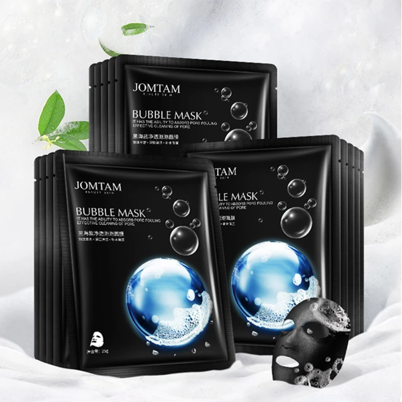 1pc Black Sea Salt Pure Moisturizing Bubble Facial Mask Deep Cleansing Oil Control Skin Rejuvenation Shrink Pore Foam Black Mask-5