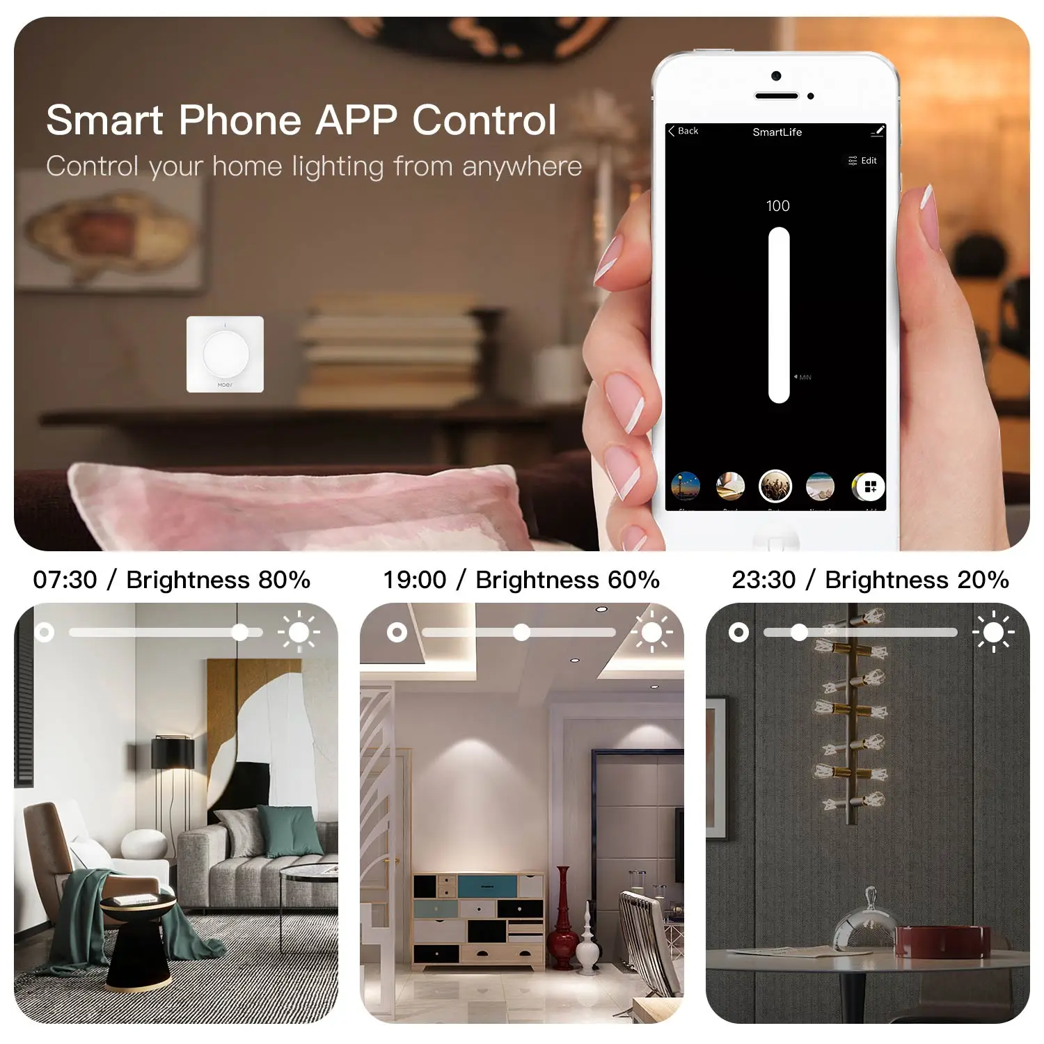 WiFI/ZigBee Smart Rotary/Touch Light Dimmer Switch Smart Life/Tuya APP Remote Co