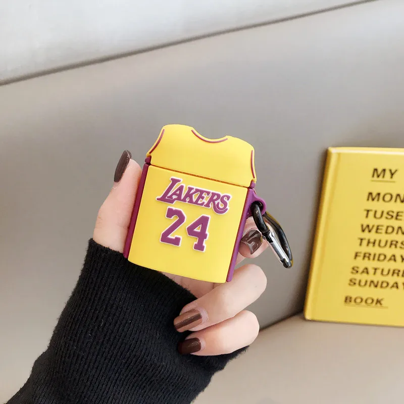 3D черные чехлы для наушников Mamba Lakers 24 Jersey Kobe Bryant Celtics 34 Paul Pierce для Apple Airpods 1/2 силиконовый чехол для наушников