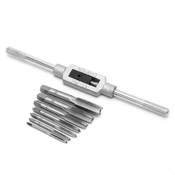

8 Pieces Hand Screw Thread Metric Plug Tap Adjustable Tap 1/16\"-1/2\" Wrench Set M3 M4 M5 M6 M8 M10 M12 Tap Die