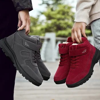 

Unisex Winter Plush Boots New Men Breathable Non-slip Elderly Walking Shoes Women Outdoor Waterproof Casual Sneakers Size 36-44