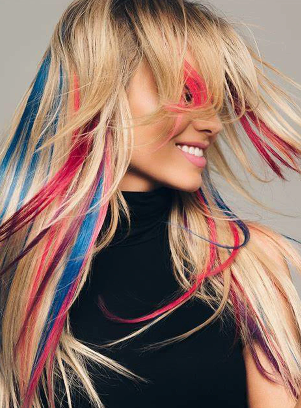 Длинные прямые цветные синтетические волосы, накладные волосы на заколках, высокая температура, радужные волосы, розовые синтетические волосы, прядь