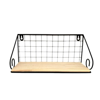 

Room Word Partition Shelf Solid Wood Home Wrought Iron Wall Hanging Decorative Shelf