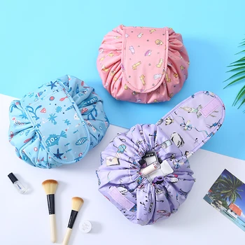 

Red Makeup Bag Large Capacity Drawstring Buggy Bag Wash Bag Travel Portable Multi-purpose Package Korean Style Ins Lazy Net